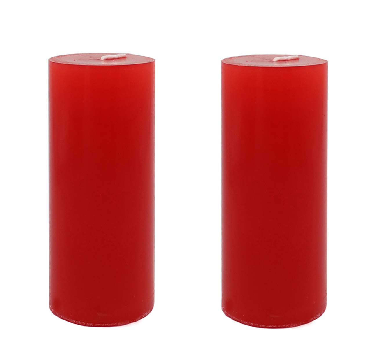 KuTi Kai Solid Colour Pillar Candle,Unscented Smokeless Cotton Wick - Long Burn Time, Suitable for Weddings, Church, Home Decoration, Restaurants, Spa 2pcs/Set (Red, 5x15cm)