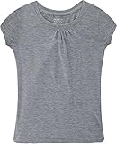 French Toast School Uniform Girls Short Sleeve Crew Neck T-Shirt with Front Gathers