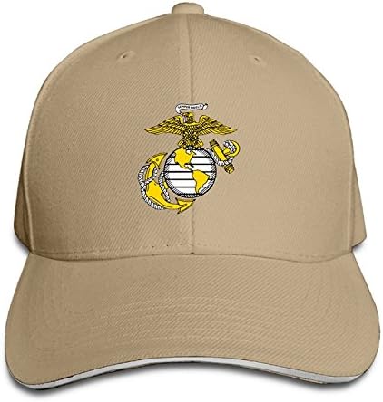 Kualday USMC Marine Corps Logo Adjustable Snapback Hip-hop Baseball Cap Natural