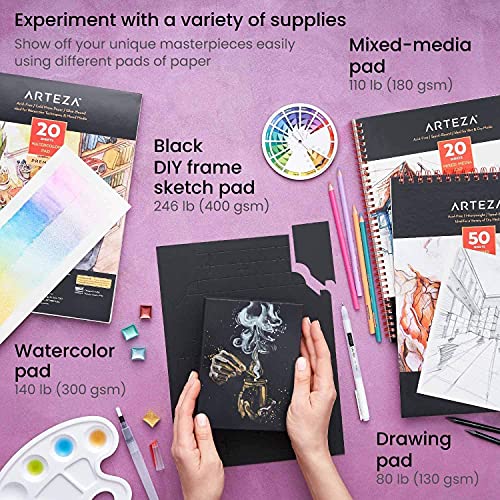 Arteza Art Set, Includes Assorted Watercolors, Graphite and Colored