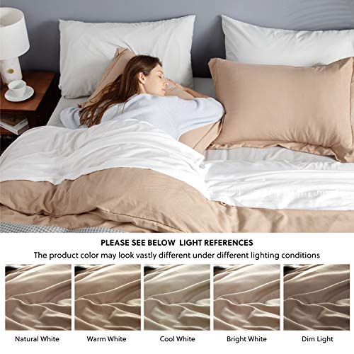 Bedsure Taupe Duvet Cover Set with Zipper Closure Twin Size(68x90