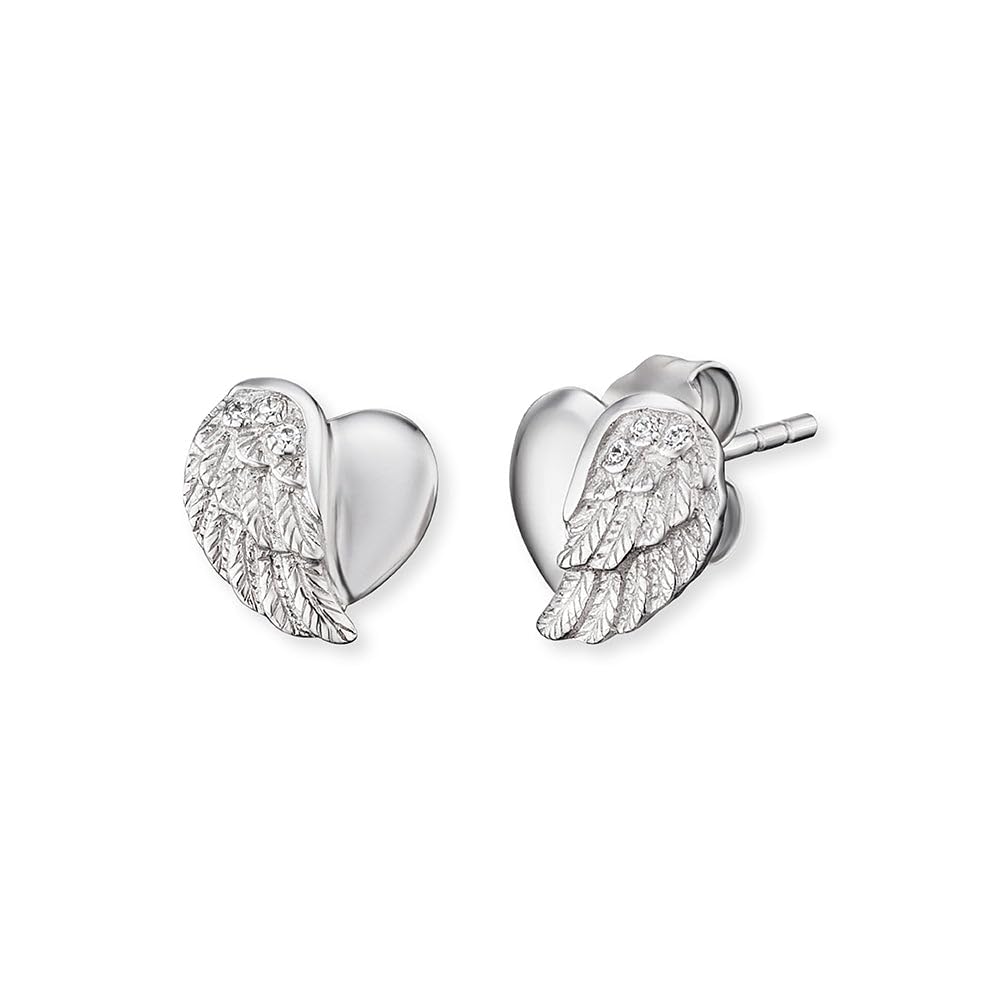 Angel Whisperer Heartwing Stud Earrings | 925 Sterling Silver • Symbol of Love & Protection • Ø 9mm