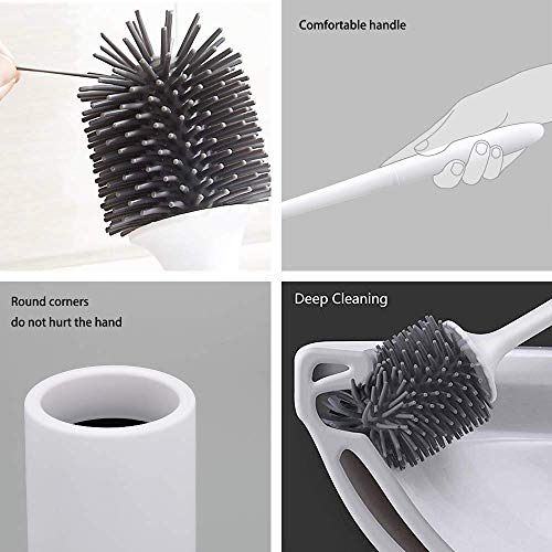 MEKEET Toilet Brush and Holder Silicone Bristle Toilet Bowl