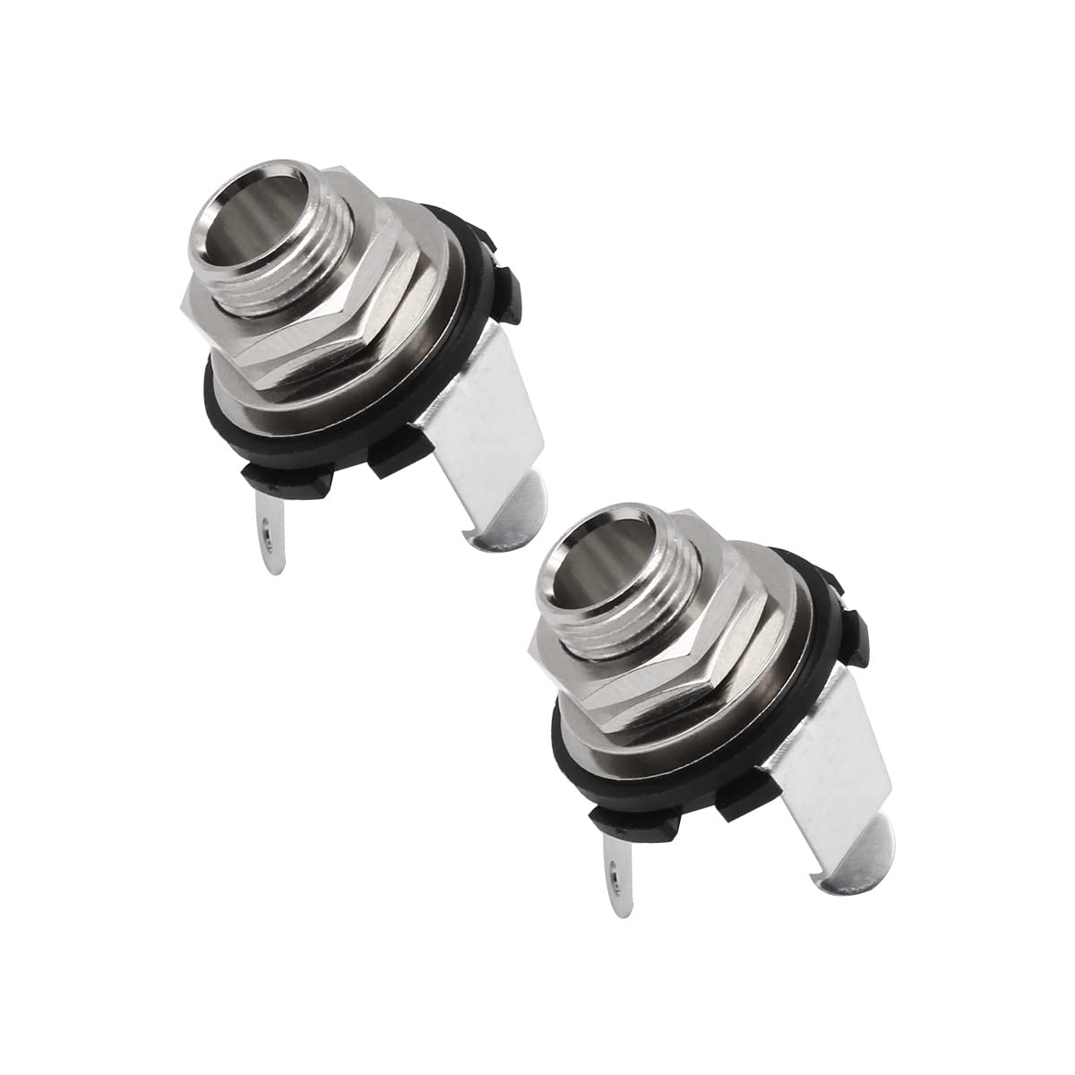 FLEOR 0.25 Inches Guitar Jack Socket Input Output Chrome 6.35mm Jack for Electric Guitar 2PCS