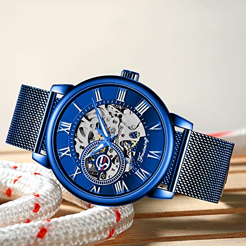 Dentily Men's Skeleton Watch Classic Roman Numeral Steampunk Mechanical