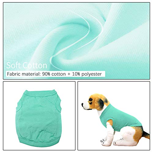 YAODHAOD Solid Color Dog T-Shirts Clothes, Cotton Shirts Soft and Breathable, Dog Shirts Apparel Fit for Small Extra Small Medium Dog Cat 4pcs (L)
