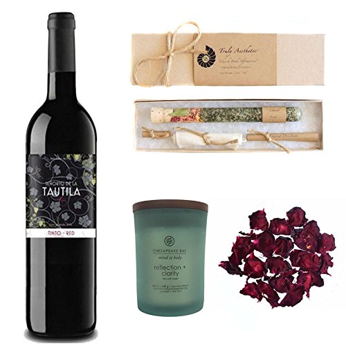 Relaxing Wine Bath Set Featuring Tautila Tinto (Non-Alcoholic Red Wine), Reflection + Clarity Candle by Chesapeake, and Cherish Spring Bath Salts by Truly Aesthetic - Thumbnail 5