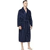 Yurhap Mens Fleece Robe, Soft Plush Robe for Men, Fluffy Bathrobe with Belt & 2 Pockets