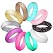 LNQ LUNIQI Silicone Wedding Ring For women, Thin and Stackable Durable Rubber Safe Band For Love, Couple, Souvenir and Outdoor Active Exercise Style-10 Rings Pack