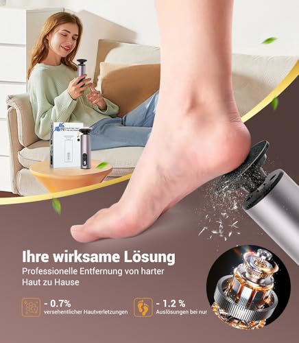 Electric Callus Remover, Exfoliating NO.1-99.98% Residue-Free, Electric Callus Remover, 130 g & Mini Format, Fatigue-Free, Rechargeable with Type-C, for Dead Hard Cracked Skin UU-MJQ