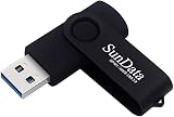 SunData 64GB USB 3.0 Flash Drive Metal Swivel Black High Speed 90MB/s