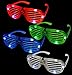 12 Piece Slotted & Shutter Shades Light Up Unisex Flashing Glasses for Adults & Children (5 Assorted Colors: White, Purple, Green, Blue, & Pink)- with Push On/Off Button for All Occasions