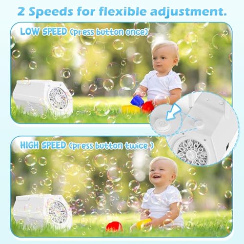 Professional Automatic Portable USB Rechargeable Bubble Machine - 10000 Bubbles/Min, 2 Speed, 240ML Tank, Bubble Toys for Kids, for Birthday/Wedding/Party/Outdoor