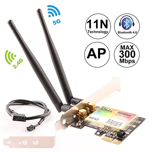 Ubit 300Mbps PCI Wireless Dual-Band 300Mbps PCI Express Adapter Network Card WLAN WiFi Adapter Bluetooth 4.0 3.5dBi Antenna Desktop PC Adapter - Thumbnail 7