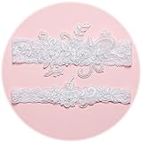 Slocyclub Lovely Women Ivory Bridal Garter with Pearl Lace Garter Set