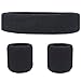 Sweatband Set [ 3 or 6 Pack ] - including Headband and Wristbands for Women Men and Kids- Perfect for Running Cycling Tennis Football Basketball and All Sports