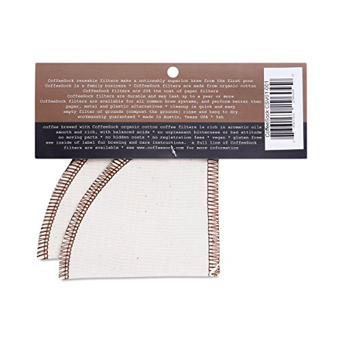 CoffeeSock Reusable Filters Made To Fit Hario v60-01 - GOTS Certified Organic Cotton Reusable Coffee Filters (V60-01)
