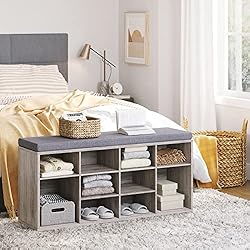 DINZI LVJ Shoe Storage Bench with Cushion, Cubby