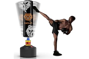 XMXAQ Punching Bag with Stand Adult Freestanding Heavy Boxing Bag with Suction Cup Base for Adult Youth, Men Stand Kickboxing Bag for Home Office Gym