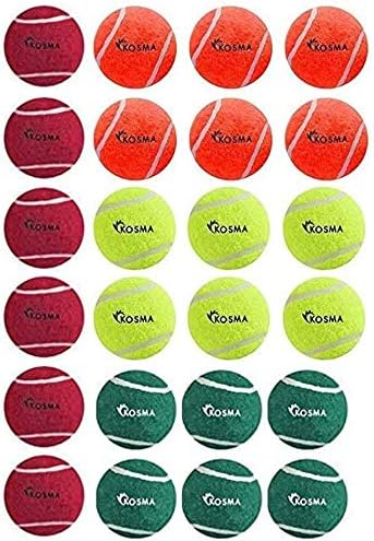 Kosma Pack of 24 Tennis Balls, Red, Orange, Flourescent Yellow, Green