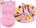 HenMerry DIY Cutting Birthday Party Cake Pretend Play Kitchen Food Toys Set Girls Gift Children 75PCS (Pink)