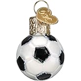 Old World Christmas Gumdrops Mini Soccer Ball Glass Blown Ornament for Christmas Tree, Handcrafted Holiday Decoration, Sport Collection