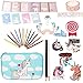 Unicorn Stationery Gift Bulk Set Party Favors, Pencil case Ponch Bag, Color Pencils, Notepads, Rainbow Pencils, Unicorn Tapes and Stickers for Christmas Birthday Party Gifts for Kids (Blue)