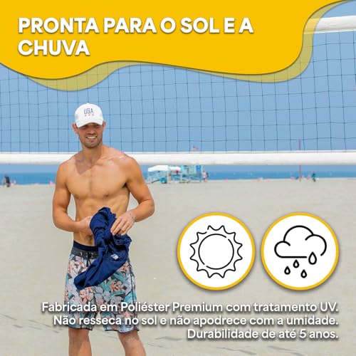 Rede De Vôlei 9,5m Para Quadra E Praia Tamanho Oficial Para Jogo Recreativo JustGoFit