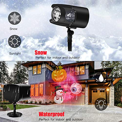 Christmas Light Projector, Bawoo 2019 Upgraded 2 in 1 Waterproof Ocean Wave LED Landscape Lights with Remote Control, 9 Moving Patterns for Indoor Outdoor Halloween Xmas Party Decorations - Thumbnail 3