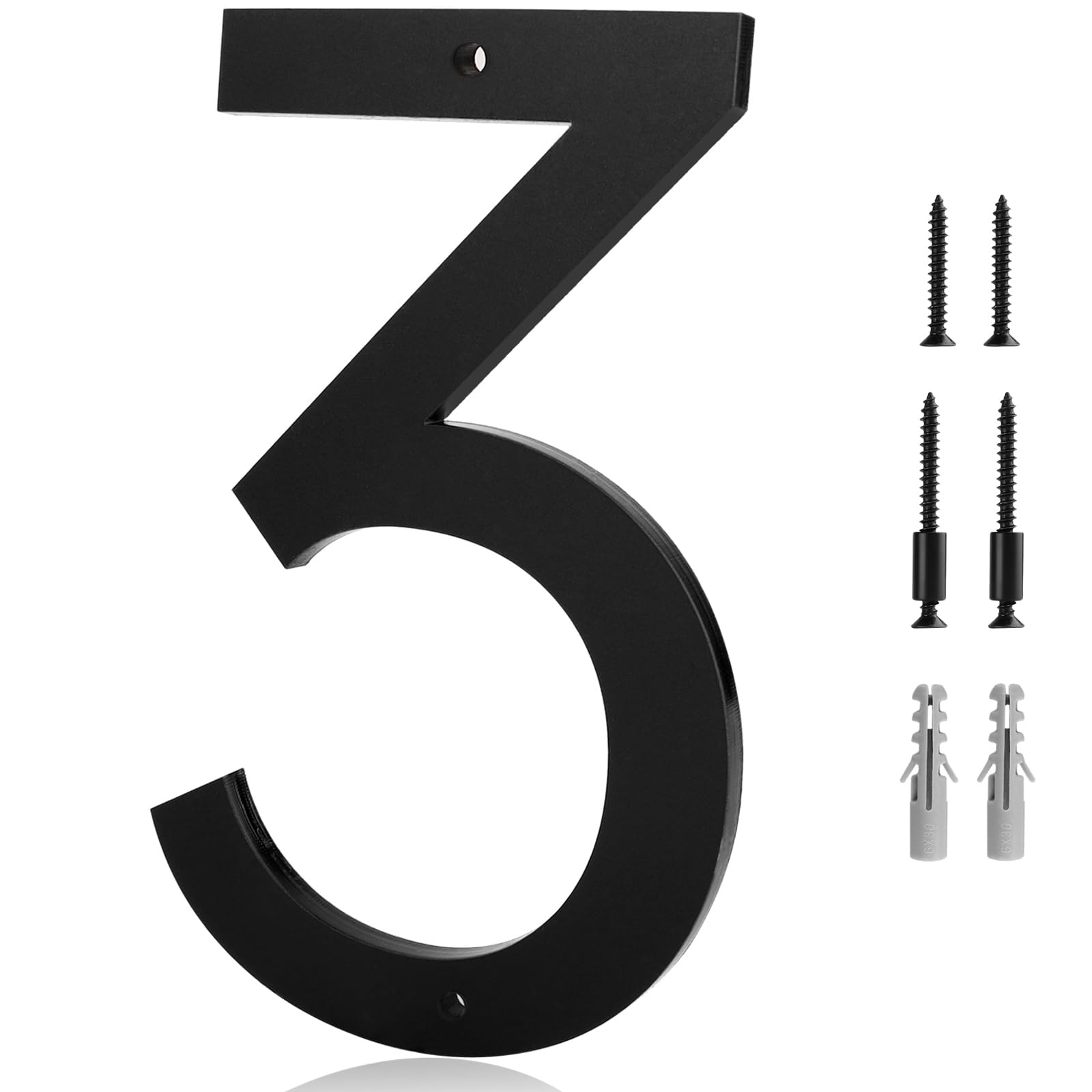 Photo 1 of 10 Inch Address Numbers for House 3 - Easy Installation With Screw Set, Includes Hardware for Flush or Floating Mount, Frosted Matte Black Acrylic Address House Numbers for Door, Exterior, Porch