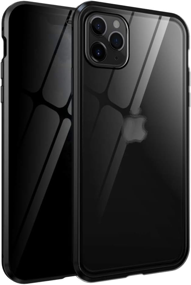 Giosio for iPhone 11 Pro Max Anti Peep Case,Full-Body Magnetic Metal Bumper, Front and Back Tempered Glass Full Screen Coverage[Support Wireless Charging][Built-in Anti Spy Privacy Screen Protector]