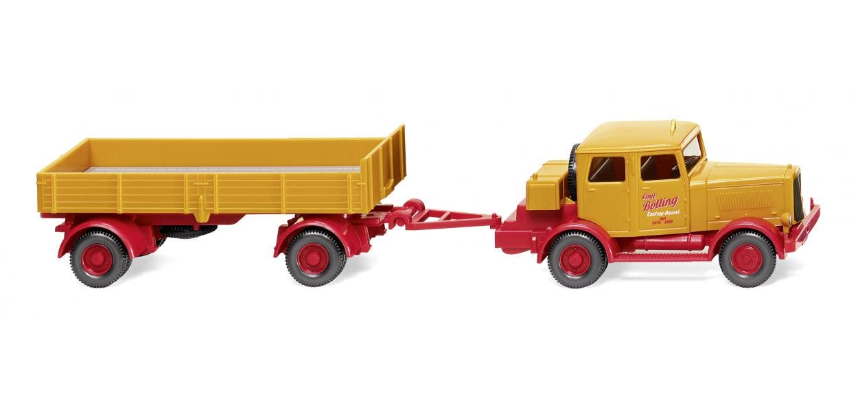 Wiking Hanomag Bölling 085048 H0 with Flatbed Trailer Orange Track HO 1:87