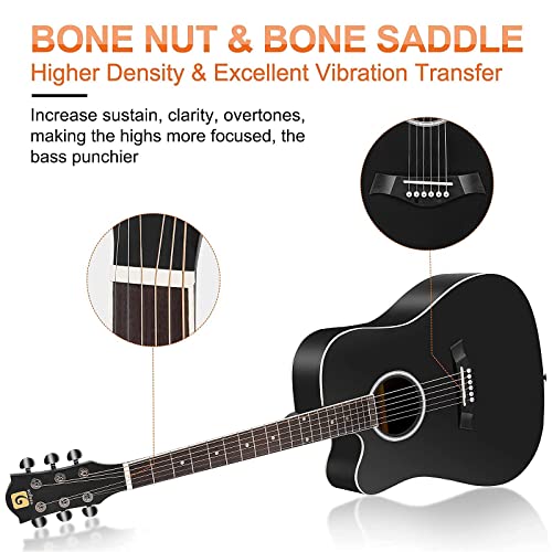 Vangoa Left Handed Guitar, Full Size Cutaway Left Handed Acoustic