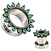 Peki Stainless Steel Screw Fit Tunnel Plugs Top with Antique Copper Gem Flower Design