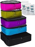 5 Packing Cubes For Travel Luggage or Suitcase + 6 Toiletry Zip Bags Organizers