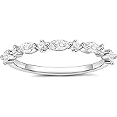 SHINYSO 14K Gold Plated Wedding Band for Women Thin Stacking Ring Half Cubic Zirconia Eternity Engagement Ring Size 4-10