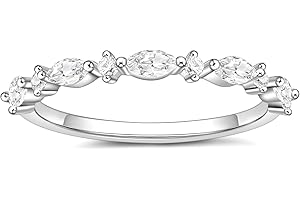 SHINYSO 14K Gold Plated Wedding Band for Women Thin Stacking Ring Half Cubic Zirconia Eternity Engagement Ring Size 4-10