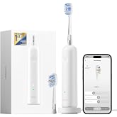 Laifen Wave Pro Sonic Toothbrush, 60° Oscillation & Pressure Sensor, White | ABS Material, APP Connectivity, 2 Replacement Br