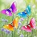 Exhart 4 Butterfly Garden Stakes, Durable Glass/Metal, Outdoor Décor, 1 Each Color, 4pc, 8