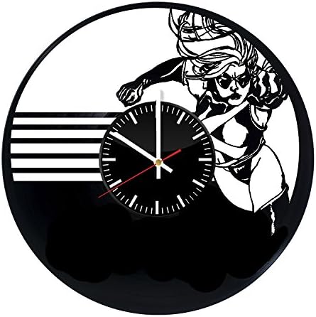 Wonder Woman Figure Vinyl Record Wall Clock - Get unique home room wall decor - Gift ideas for men and women – DC Comics Character Unique Modern Art Design