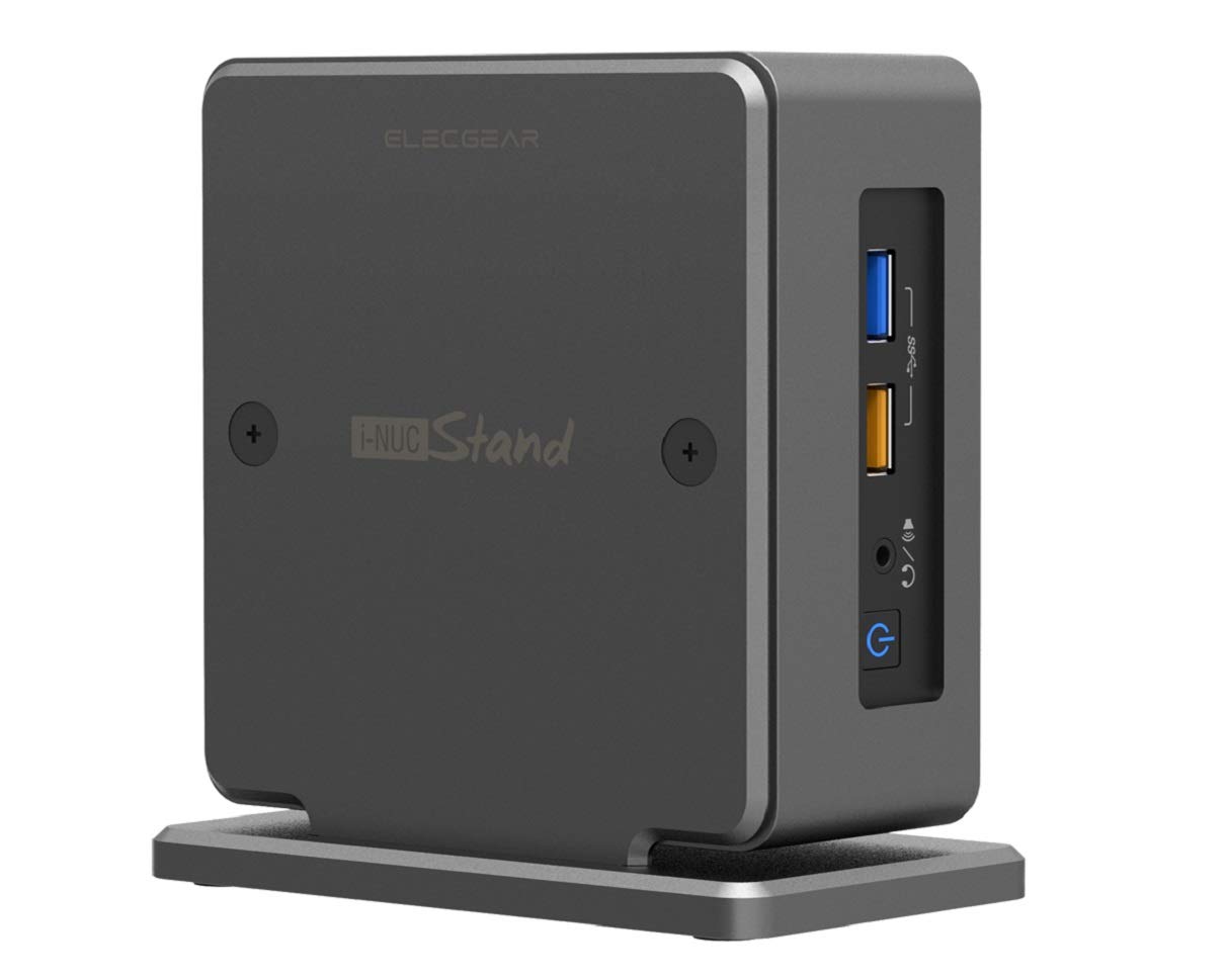 ElecGear Vertical Stand for Intel NUC Mini PC, iNUC-H Aluminum Cooling Holder Case VESA Mount Space-Saving Desktop Organizer, compatible with Thick Edition of Intel NUC 10, 8, 7 and 6 Barebone Kit