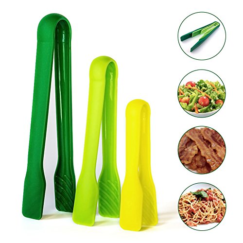 Kitchen Salad Tongs for Cooking - 3 Set of Kitchen Utensils Plastic Tongs Wisks for Cooking 6"- 8"-10" Serving Tongs Good Grips, Heavy Duties