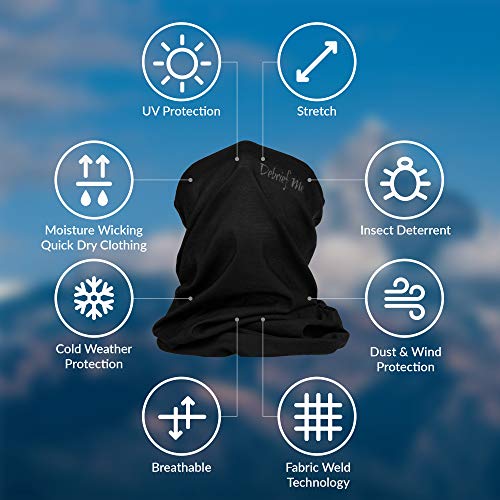 Debrief Me Lightweight Breathable Neck Gaiter Mask for Face Protection from Sun Dust, Germ, and Allergic Rhinitis for Indoor and outdoor- Face shield Anti slip Gaiter Mask (Neck Gaiter-Black)