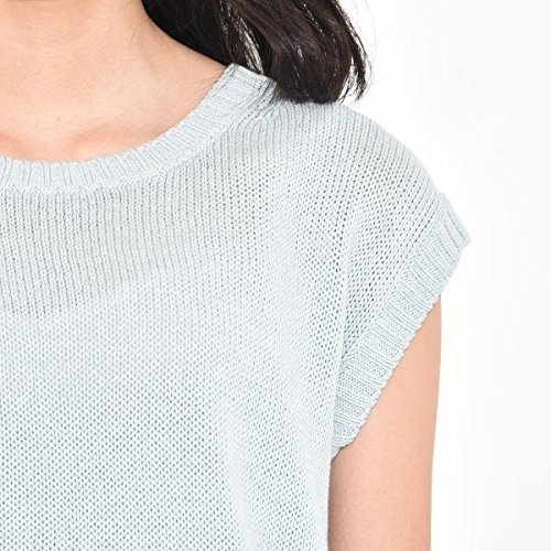 【未使用品】ドロワットロートレアモン（Droite lautreamont） 異素材ドッキングノースリーブニット【ブルー系/M】
