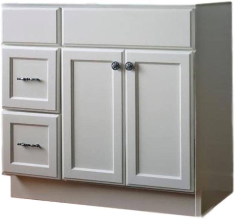 Jsi Plymouth 36 White Two Door Vanity W Two Left Hand Drawers