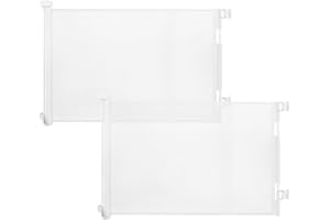 Veraste (2 Pack) Retractable Baby Gate for Doorways and Stairs, Mesh Safety Gate for Pet, Indoor & Outdoor Use, One-Hand Operation, Easy Installation, 33.6" Tall, Expands to 55" Wide（White,33.6"x55")