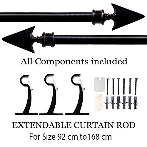 Deco Essential Flat Arrow 19mm Curtain Ro d/Drapery Rod-Black Matt (36-66