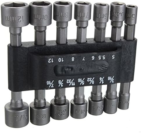 Black Case Dual Metric &amp; Standard Sae 1/4 Shank Screwdrivers Nutdrivers Nut Driver Socket Bits Drill 14pc Power Nut Driver Set -Pier 27