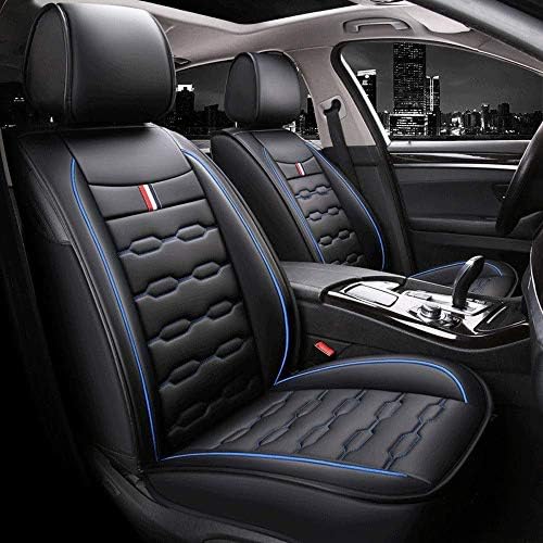 カーシートカバーセット レザーオートカーシートカバー スピード対応 全国送料無料 セダンハッチバックsuvカーシートカバー フロント リアコンフォートレザーファブリックプロテクタークッション5シートフルセットユニバーサル互換性のあるエアバッグ Blue Color