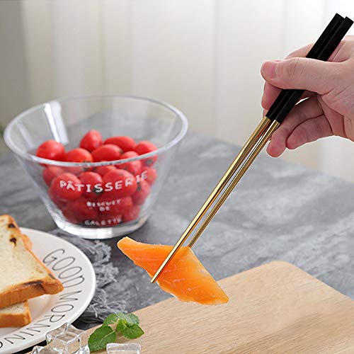 Chopsticks Reusable,Metal Chopsticks 5 Pairs Gift Set,304 Stainless Steel Chopsticks Dishwasher Safe